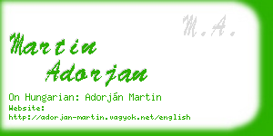 martin adorjan business card