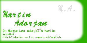 martin adorjan business card